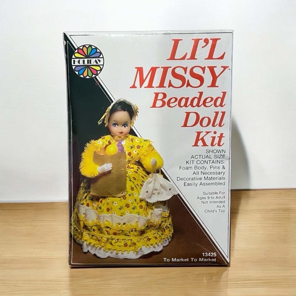 🐈OKC🐈 Vintage NIB/NWT Li’l Missy Beaded Doll Kit “To Market To Market” #13425